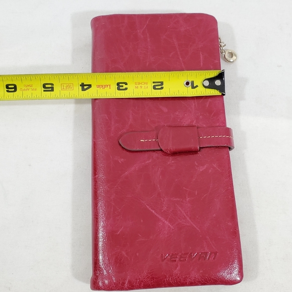 Woman's Veevan Leather Wallet Red Bifold 2 Part - Picture 9 of 11